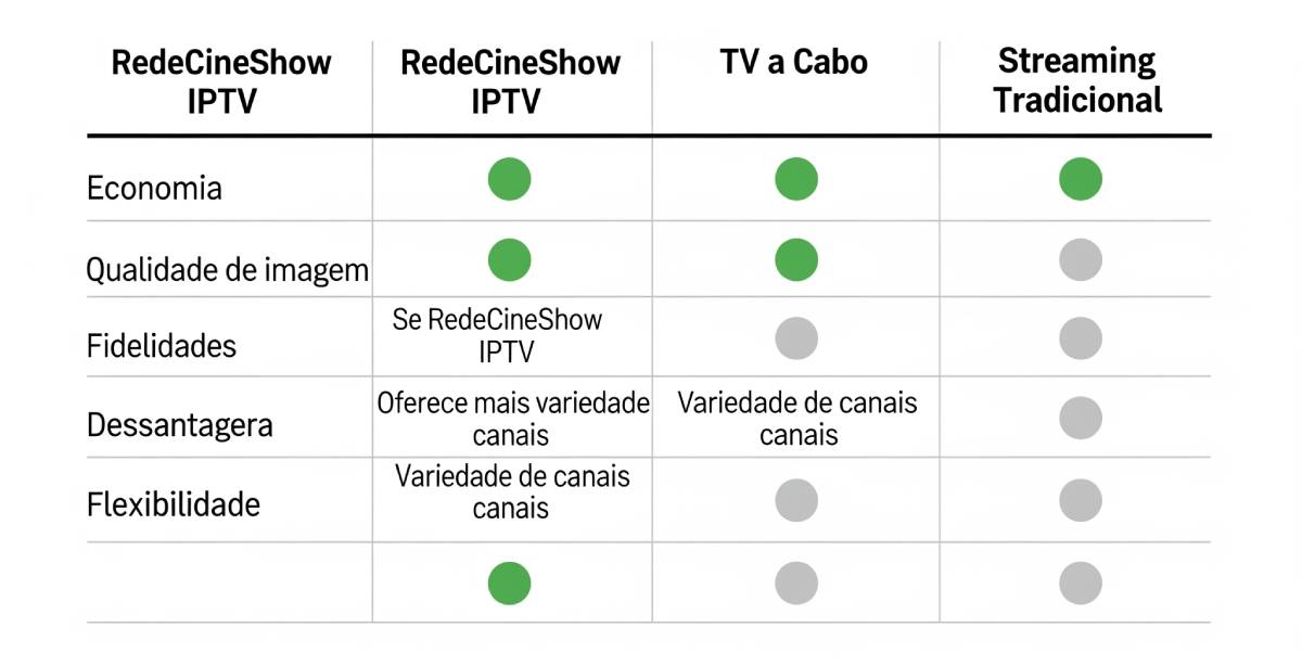 comparativo visual entre IPTV, TV a cabo e streaming