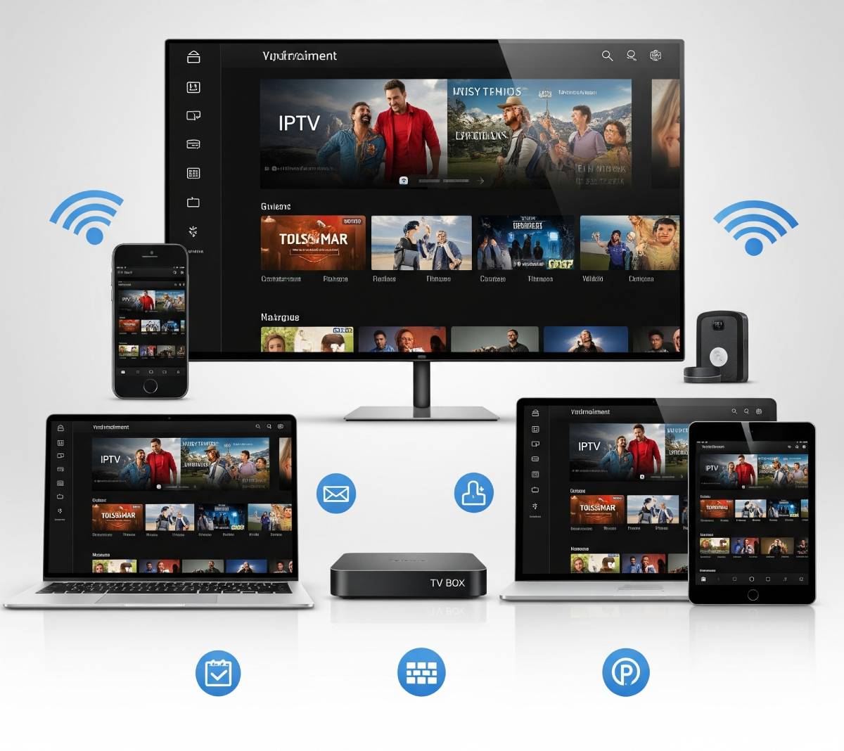 dispositivos compatíveis com IPTV RedeCineShow (TV, celular, notebook, box)
