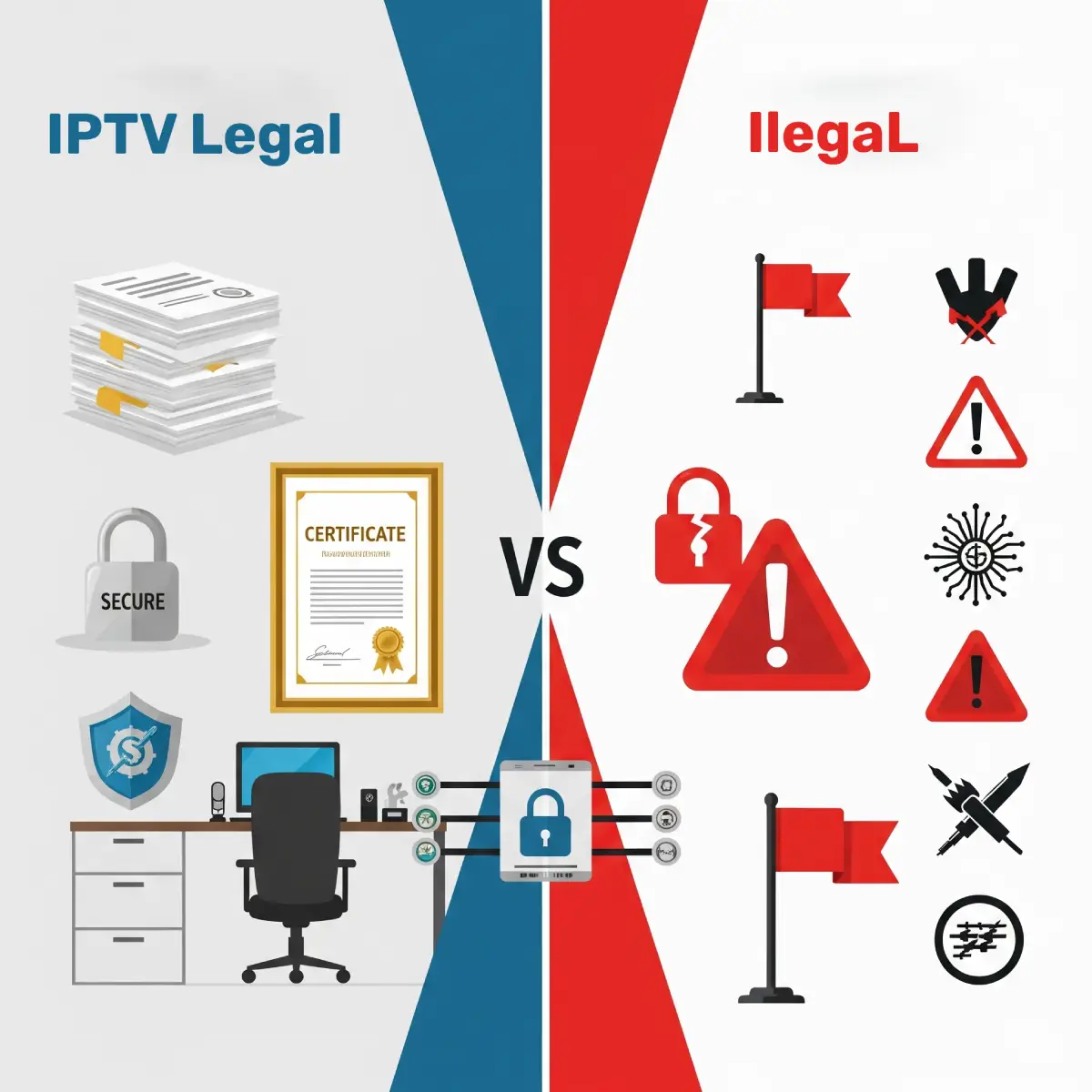 Comparação IPTV Legal versus Ilegal