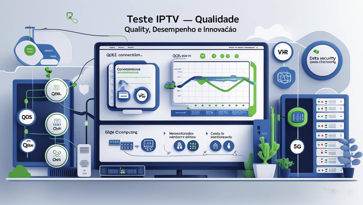 Painel ilustrativo de teste de IPTV