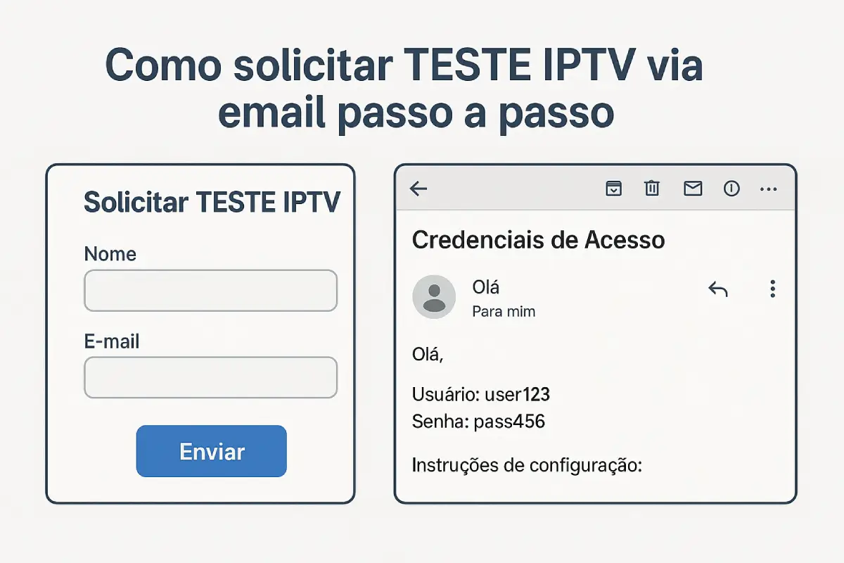 Processo de solicitação de TESTE IPTV por email