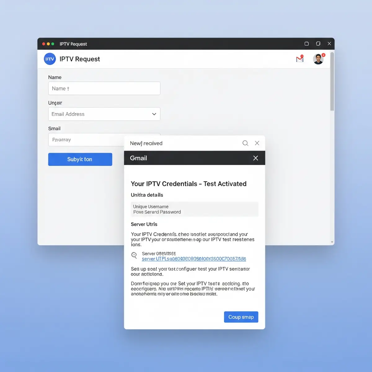 Solicitação de teste IPTV por email